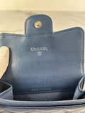 CHANEL Blue Quilted Flap Card Holder Wallet
