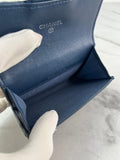CHANEL Blue Quilted Flap Card Holder Wallet
