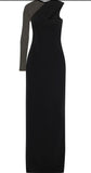 ALEXANDER WANG Black One Shoulder Cutout Tullepaneled Cady Gown Size 4 (fits US 4/6)