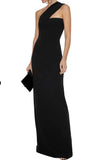 ALEXANDER WANG Black One Shoulder Cutout Tullepaneled Cady Gown Size 4 (fits US 4/6)