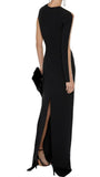 ALEXANDER WANG Black One Shoulder Cutout Tullepaneled Cady Gown Size 4 (fits US 4/6)