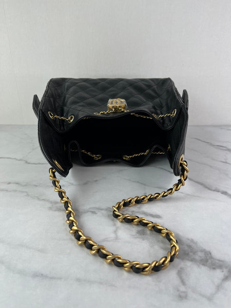 CHANEL Black Caviar Quilted Small 25 Shoulder Bag