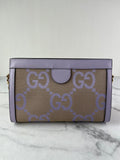 GUCCI Beige Lapis Monogram Jumbo GG Textured Dollar Calfskin Small Ophidia Chain Shoulder/Crossbody Bag
