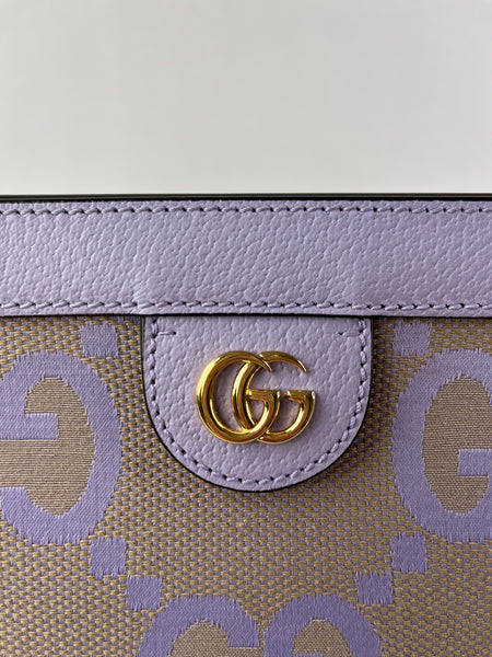 GUCCI Beige Lapis Monogram Jumbo GG Textured Dollar Calfskin Small Ophidia Chain Shoulder/Crossbody Bag