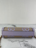 GUCCI Beige Lapis Monogram Jumbo GG Textured Dollar Calfskin Small Ophidia Chain Shoulder/Crossbody Bag