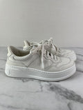 GUCCI White Calfskin GG Tennis Embossed Perforated Womens Platform Sneakers Size 37