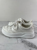 GUCCI White Calfskin GG Tennis Embossed Perforated Womens Platform Sneakers Size 37