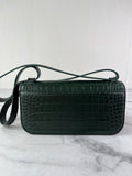 Balenciaga Dark Green Crocodile Embossed Small Gossip Shoulder/Crossbody Bag