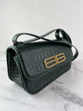 Balenciaga Dark Green Crocodile Embossed Small Gossip Shoulder/Crossbody Bag