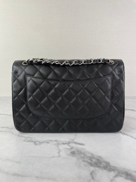 CHANEL Black Caviar Classic Jumbo Double Flap Bag