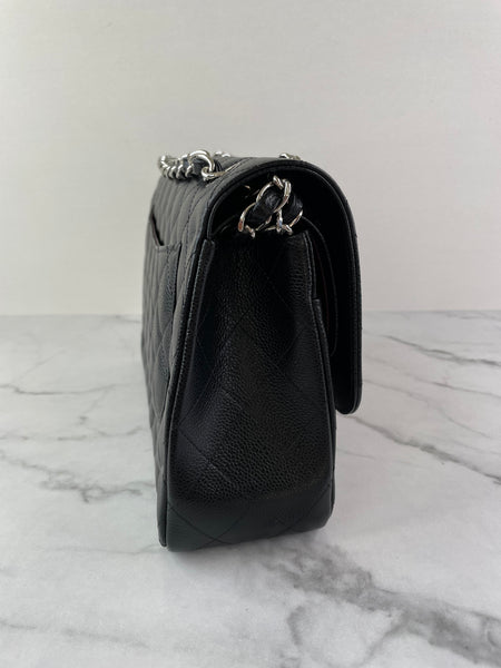 CHANEL Black Caviar Classic Jumbo Double Flap Bag