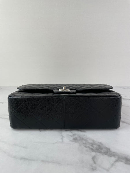 CHANEL Black Caviar Classic Jumbo Double Flap Bag