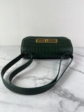 Balenciaga Dark Green Crocodile Embossed Small Gossip Shoulder/Crossbody Bag