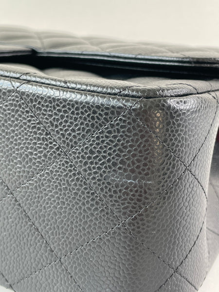 CHANEL Black Caviar Classic Jumbo Double Flap Bag