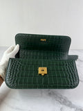 Balenciaga Dark Green Crocodile Embossed Small Gossip Shoulder/Crossbody Bag