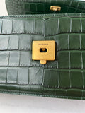 Balenciaga Dark Green Crocodile Embossed Small Gossip Shoulder/Crossbody Bag