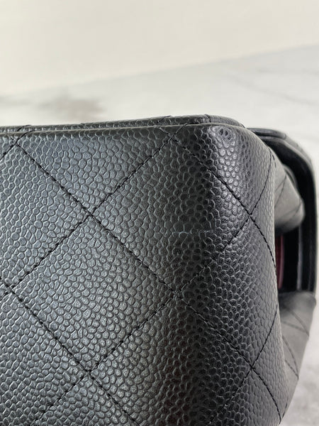 CHANEL Black Caviar Classic Jumbo Double Flap Bag