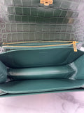 Balenciaga Dark Green Crocodile Embossed Small Gossip Shoulder/Crossbody Bag