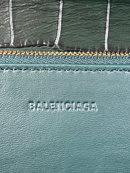 Balenciaga Dark Green Crocodile Embossed Small Gossip Shoulder/Crossbody Bag