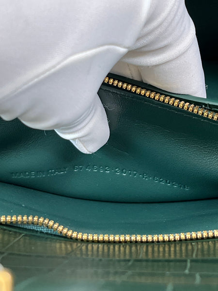 Balenciaga Dark Green Crocodile Embossed Small Gossip Shoulder/Crossbody Bag