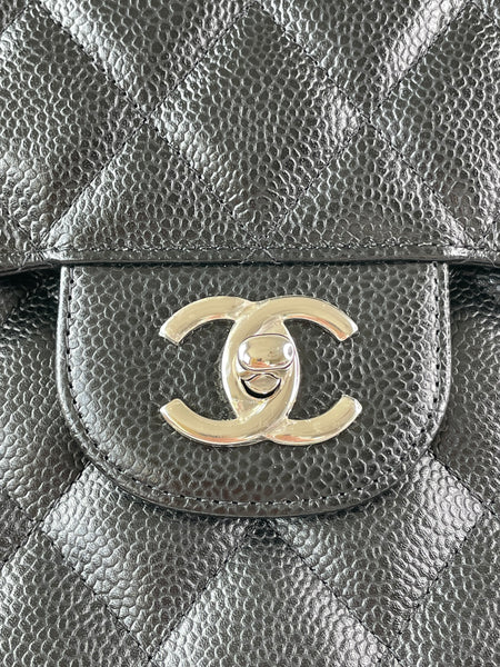 CHANEL Black Caviar Classic Jumbo Double Flap Bag