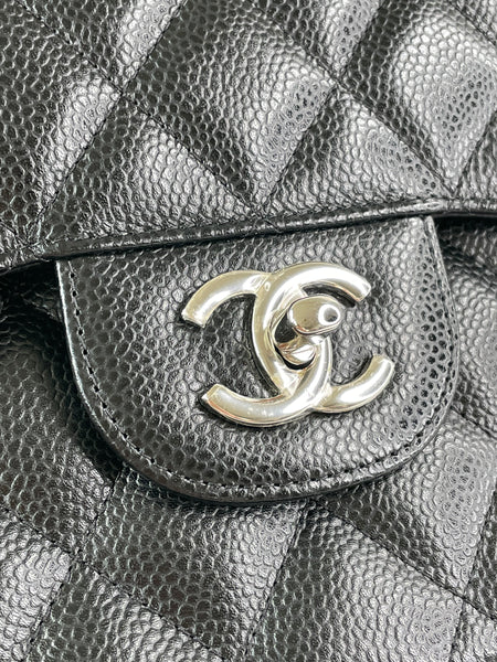 CHANEL Black Caviar Classic Jumbo Double Flap Bag