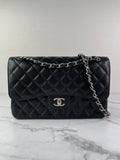 CHANEL Black Caviar Classic Jumbo Double Flap Bag