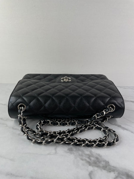 CHANEL Black Caviar Classic Jumbo Double Flap Bag