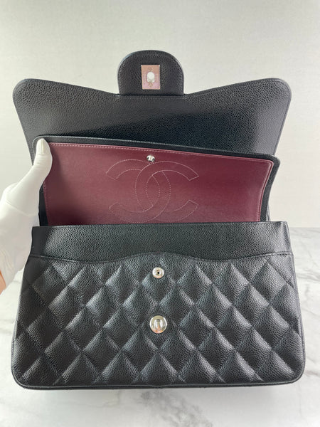 CHANEL Black Caviar Classic Jumbo Double Flap Bag