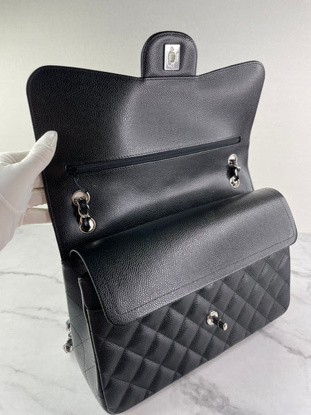 CHANEL Black Caviar Classic Jumbo Double Flap Bag
