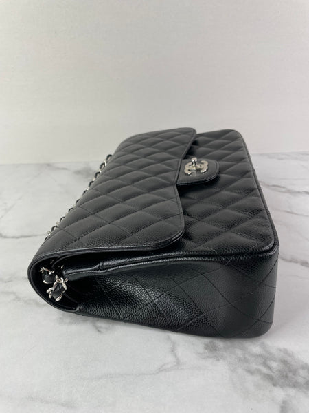 CHANEL Black Caviar Classic Jumbo Double Flap Bag