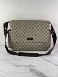 GUCCI Dark Brown GG Plus Monogram Messenger Diaper/Changing Bag