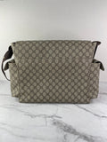 GUCCI Dark Brown GG Plus Monogram Messenger Diaper/Changing Bag