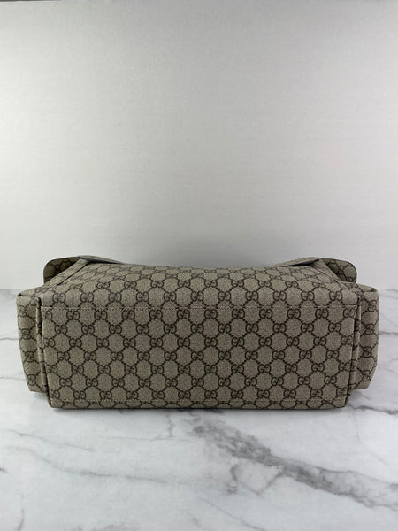 GUCCI Dark Brown GG Plus Monogram Messenger Diaper/Changing Bag