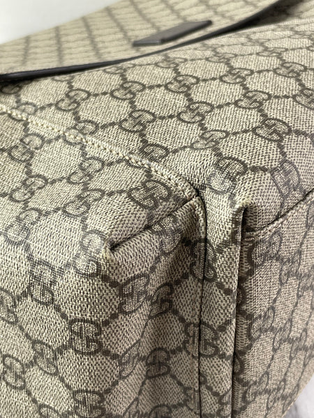 GUCCI Dark Brown GG Plus Monogram Messenger Diaper/Changing Bag