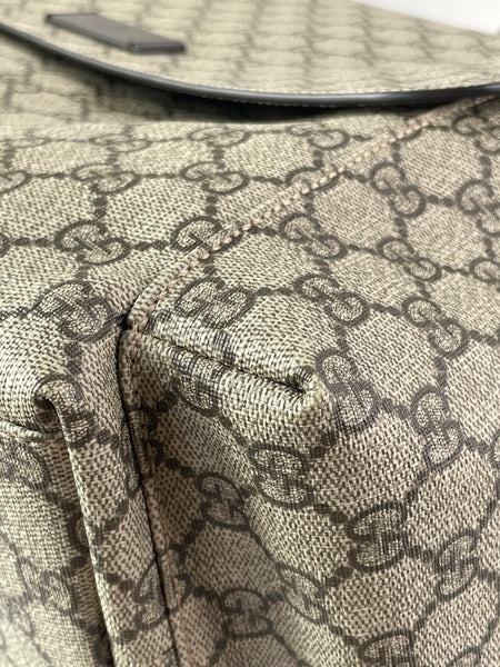 GUCCI Dark Brown GG Plus Monogram Messenger Diaper/Changing Bag