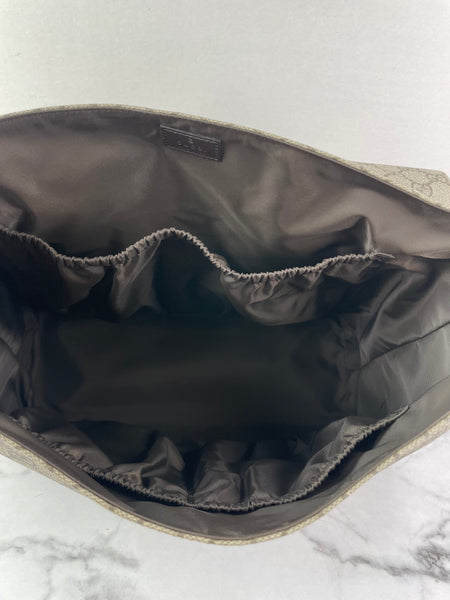 GUCCI Dark Brown GG Plus Monogram Messenger Diaper/Changing Bag