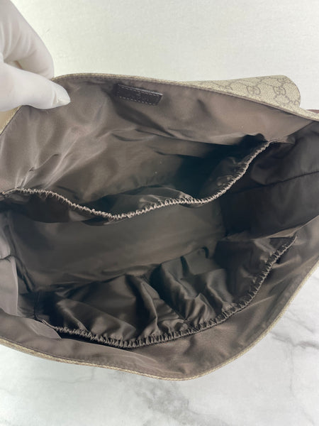 GUCCI Dark Brown GG Plus Monogram Messenger Diaper/Changing Bag