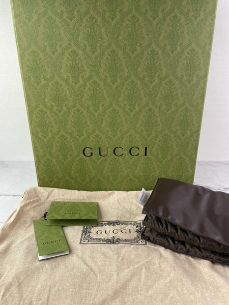 GUCCI Dark Brown GG Plus Monogram Messenger Diaper/Changing Bag