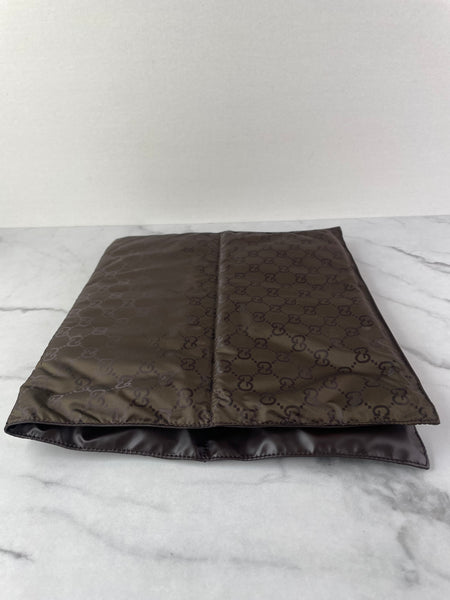 GUCCI Dark Brown GG Plus Monogram Messenger Diaper/Changing Bag