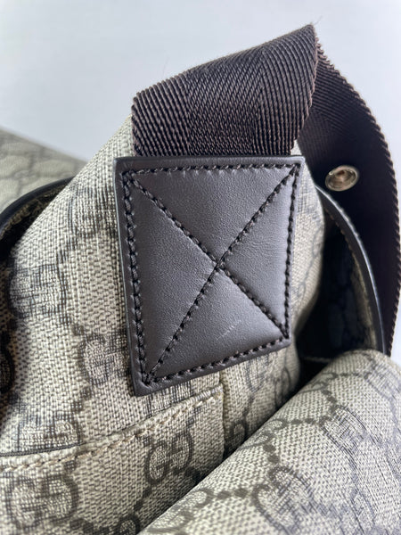 GUCCI Dark Brown GG Plus Monogram Messenger Diaper/Changing Bag