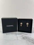CHANEL CC Flower Drop Earrings Metal and Crystals