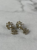CHANEL CC Flower Drop Earrings Metal and Crystals