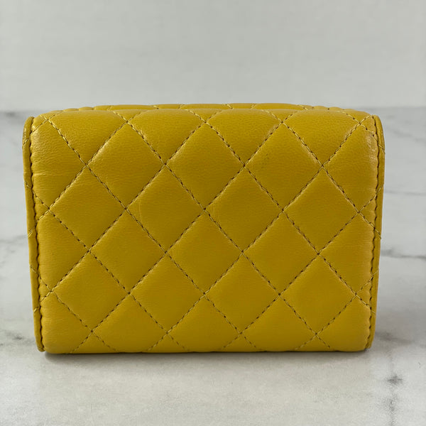 CHANEL Small Yellow Boy Leather Wallet