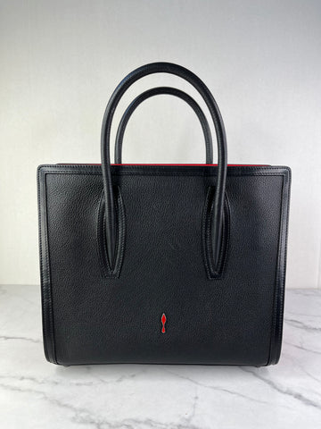 CHRISTIAN LOUBOUTIN Black Calfskin Medium Paloma Tote Bag