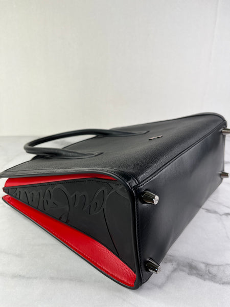 CHRISTIAN LOUBOUTIN Black Calfskin Medium Paloma Tote Bag