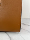 Christian Louboutin Tan Brown Grained & Patent Leather Studded Large Paloma Tote