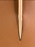 Christian Louboutin Tan Brown Grained & Patent Leather Studded Large Paloma Tote