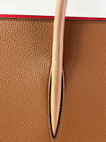 Christian Louboutin Tan Brown Grained & Patent Leather Studded Large Paloma Tote