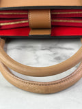Christian Louboutin Tan Brown Grained & Patent Leather Studded Large Paloma Tote